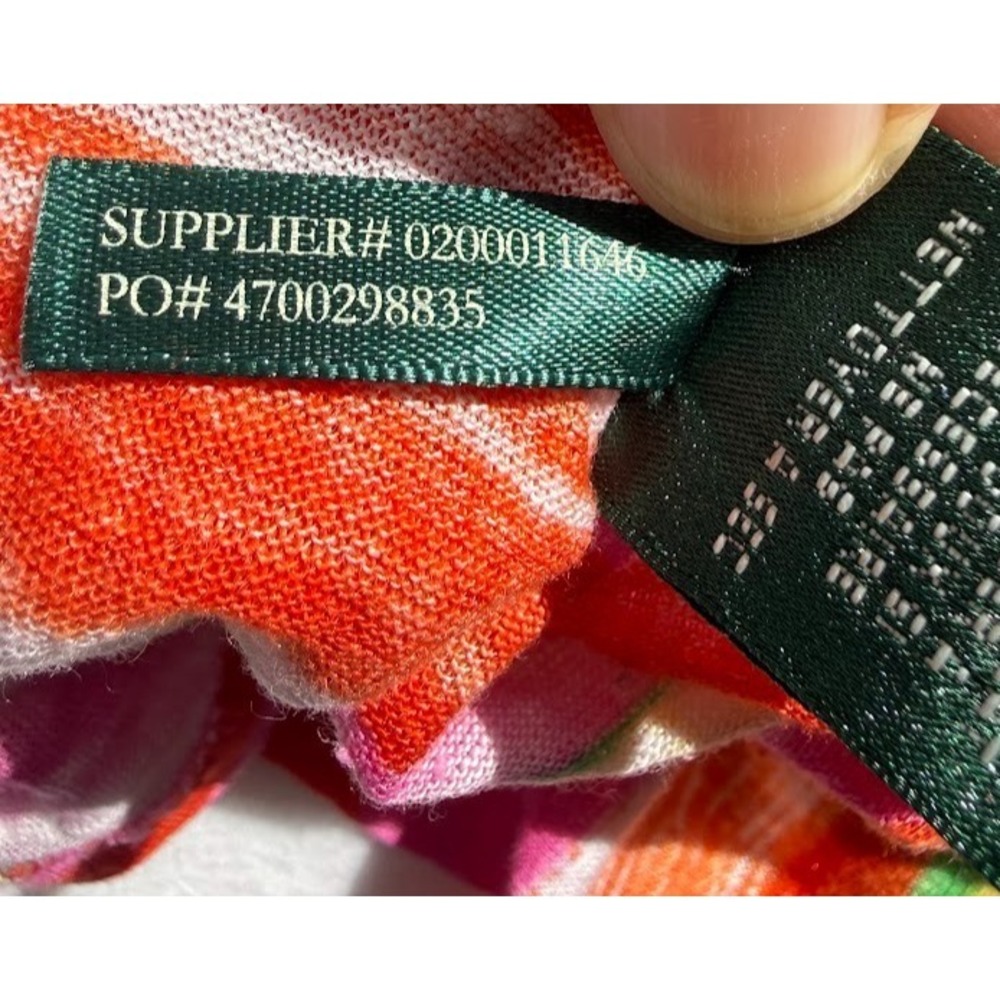 Lauren Ralph Lauren Top Poncho Women L Multicolor 100% Linen Striped Lightweight - Picture 12 of 13